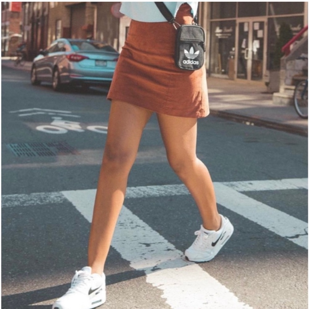 Blank NYC Corduroy Raw Hem Mini Skirt Retro Brown 26